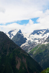 The Caucasus Mountains. Mountain peaks in summer.