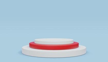 White red white circles mock up of empty stage. Space to place your text or object. 3d rendering. 
