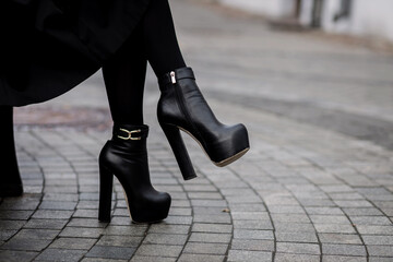 women black high heeled boots