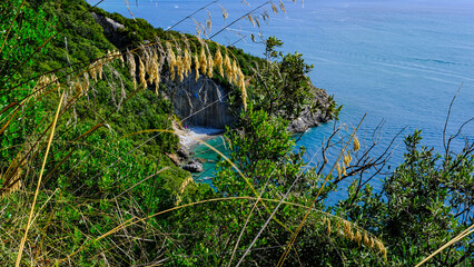 view of beach and nature. Cilento coast, Scario. Campania, Italy.