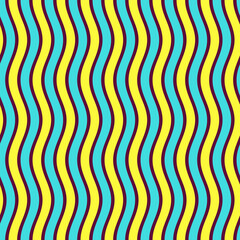Seamless african fashion striped vector pattern. Wavy lines, stripes. Bright, vibrant colors. Green, blue colors. Color illustration.