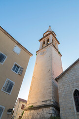 Obraz premium Vintage clock tower, old town, background