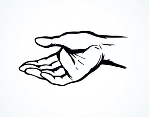 Hand begging alms. Vector drawing