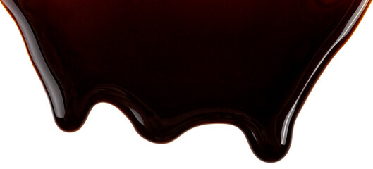 Melting chocolate drips isolated on a white background. Chocolate streams.