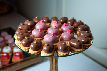 Fine decorated wedding table with the sweets