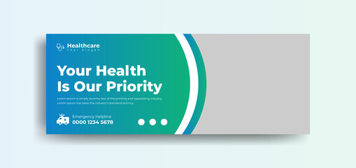 Medical healthcare facebook cover web banner template, social media template with gradient color template