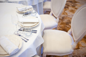 Table setting for party or wedding reception