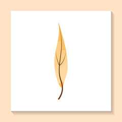 Simple vector autumn merigold leaf in minimalism style with abstract fill. Printable for wall posters, cards, covers.