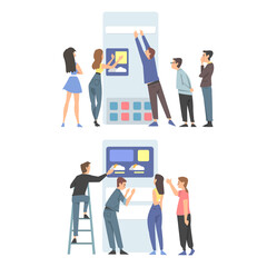 UX or User Experience Designer Creating Product and Service for Human computer Interaction Vector Set