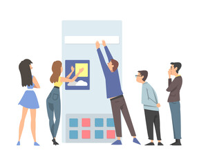 Fototapeta premium UX or User Experience Designer Creating Product and Service for Human computer Interaction Vector Illustration