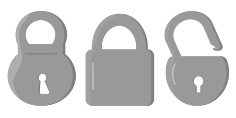 A set of gray door locks for closing doors.