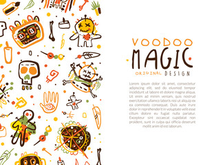 Voodoo Hand Drawn Design as African Religion and Magic Vector Template