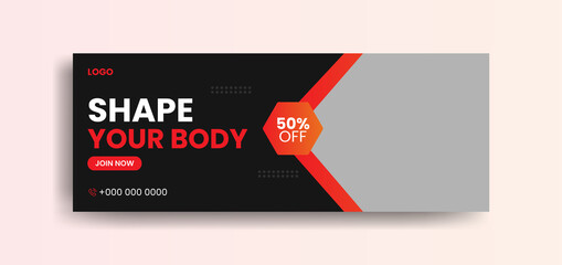 Fitness Gym sports facebook cover banner Template Instagram social media web banner post.
Cover Web Banner Social Media Design Template Vector. Creative and corporate cover design. Abstract banner des