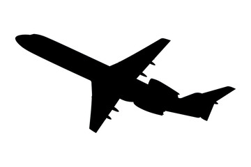 Silhouette of passenger plane taking off