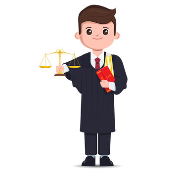 Thai lawyer holding weight balances professions character set. Flat cartoon barrister vector design.