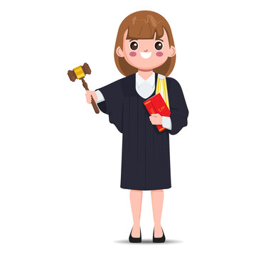 Thai lawyer holding gavel professions character set. Flat cartoon barrister  vector design. Stock Vector | Adobe Stock