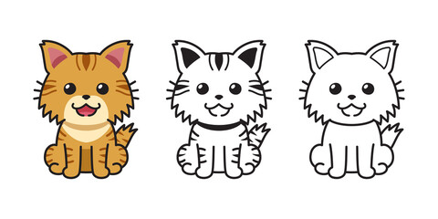 Obraz na płótnie Canvas Set of vector cartoon character cute tabby cat for design.