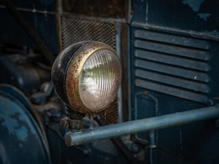 old and vintage headlight of tractor