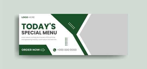 Naklejka premium Facebook cover banner food advertising discount sale offer template social media food cover post design. Design banner for social networks, Template Facebook cover for advertising.
