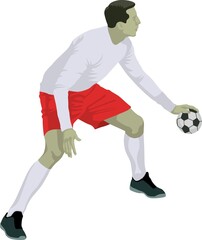 isolated handball player with the ball
