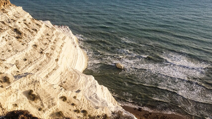 Scala dei Turchi, Stair of the Turks, in Sicily Italy. The rock formation in the sun. The place  is a rocky cliff on the coast of Realmonte, near Porto Empedocle, Italy.