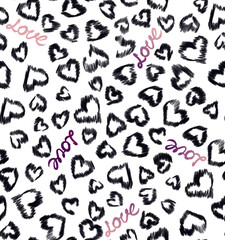Seamless pattern with black hearts.