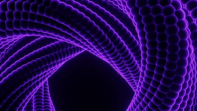 3D swirling snake. Design. Animation of twisting spiral with snake texture. Spiral with swirling movements and bright texture