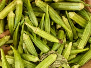 fresh okra at the market