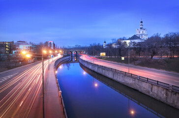View of the Andronikov Monastery and the Yauza River in Moscow
