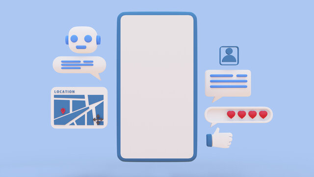 Chatbot online chat conversation chat with a live human agent.shopping and marketing online concept.3d illustation and rendering.