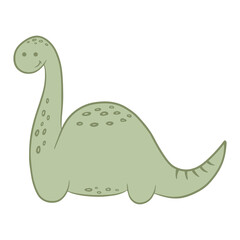 Cute little dinosaur. Vector illustration, isolated on a white background. Scandinavian cartoon style flat design. Concept for children print.