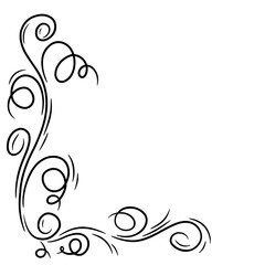 Decorative corner floral ornament. Hand drawn vector illustration, isolated on a white background.	