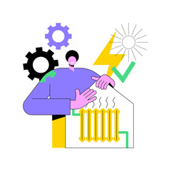 Passive house abstract concept vector illustration. Passive house standarts, heating efficiency, reducing ecological footprint, energy saving technology, sustainable home abstract metaphor.