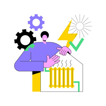 Passive house abstract concept vector illustration. Passive house standarts, heating efficiency, reducing ecological footprint, energy saving technology, sustainable home abstract metaphor.