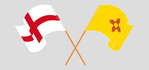 Crossed and waving flags of England and the State of New Mexico