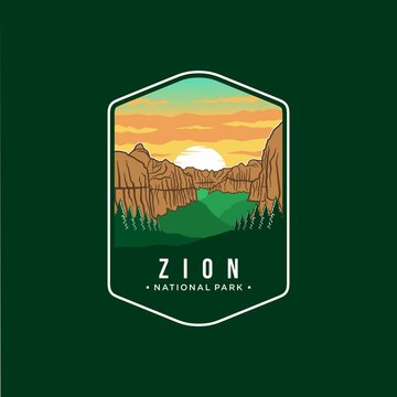 Zion National Park Emblem Patch Logo Illustration