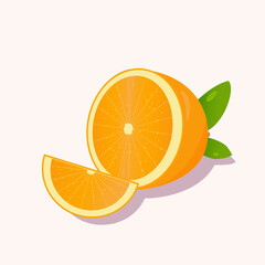 Sliced orange fruit with leaves icon