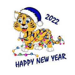 HAPPY NEW YEAR, NEW YEAR'S TIGER 2022,  Merry Christmas, tiger 2022