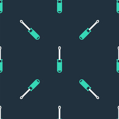 Line Screwdriver icon isolated seamless pattern on black background. Service tool symbol. Vector