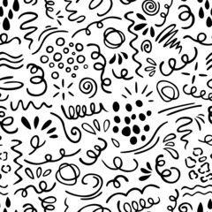 Fototapeta premium Vector seamless pattern with different doodles. Hand drawn design for wallpaper, wrapping, stationery, textile.