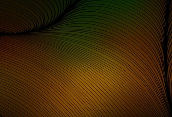 Dark Green, Yellow vector background with curved lines.