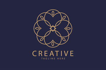Logo design template, unique floral motif ornament