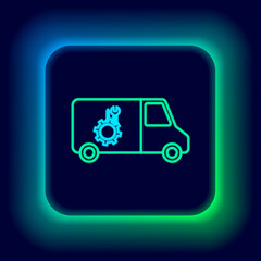Glowing neon line Car service icon isolated on black background. Repair service auto mechanic. Maintenance sign. Colorful outline concept. Vector
