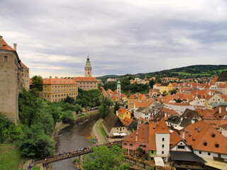 Scenic views of the old Czech Republic town of Cesky Krumlov.