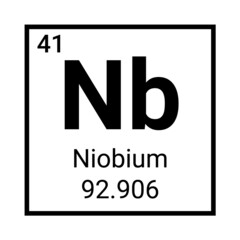 Niobium chemical table element icon. Niobium science chemical element icon