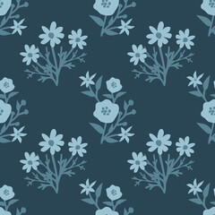 Seamless blue flowers