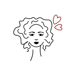 Woman face with hearts