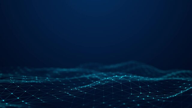 Abstract blue futuristic background. Technological wave of information data flow. 3D rendering.