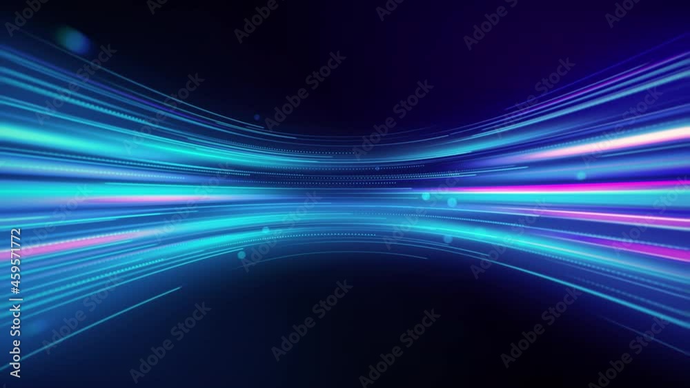 Poster abstract technology background with colorful light rays motion. blur gradient texture with shiny str