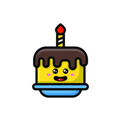 cute birthday cake icon illustration vector graphic